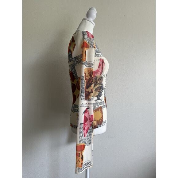 MIAOU Long Sleeve Graphic Tee Retro Romantic Round Neck Y2K Size S - Picture 4 of 10